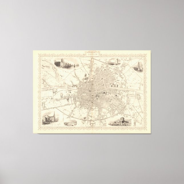 Toile Map of Dublin, Irlande (Recto)