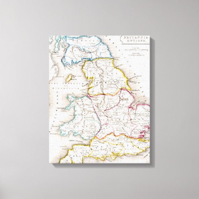 Toile Map of England Britannia Antiqua (Recto)