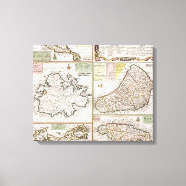 Toile Map of English Disparition in the Caribbean, pub. (Recto)