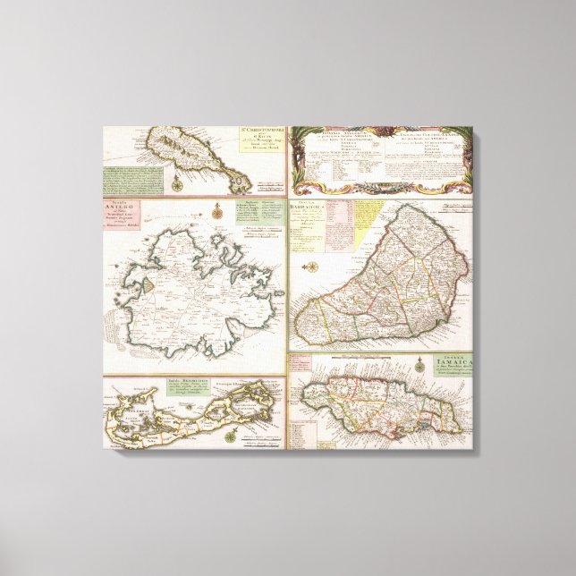 Toile Map of English Disparition in the Caribbean, pub. (Recto)