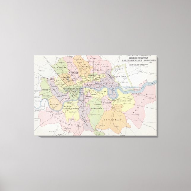 Toile Map of Metropolitan Parliamentary Boroughs (Recto)