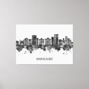 Toile Maracaibo Venezuela Skyline BW