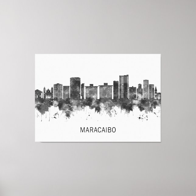 Toile Maracaibo Venezuela Skyline BW (Recto)