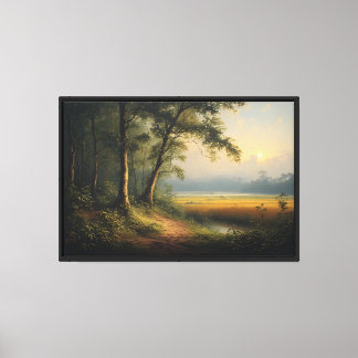 Toile Marais ensoleillé et chemin forestier