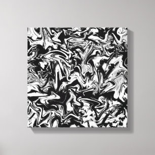 Toile Marbleized Noir et Blanc Moderne Artwork Abstrait