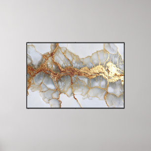 Toile Marbre à Veines Blanches, Grises et Dorées – Art A