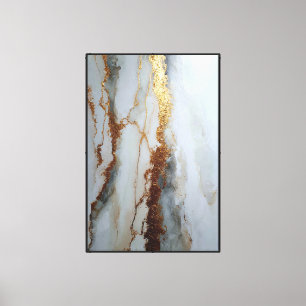 Toile Marbre blanc et gris avec veines dorées – Art abst