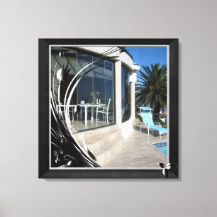 Toile Marbre blanc - Filigree Abstrait noir