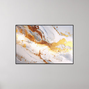 Toile Marbre Blanc, Gris et Or – Art Abstrait
