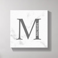 Marbre blanc Monogramme personnalisé et nom