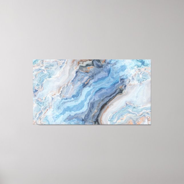 Toile Marbre Bleu avec Noir Or Joli Décor (Recto)