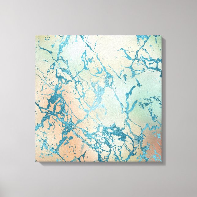 Toile Marbre de luxe | Belle veine Turquoise jaune et co (Recto)