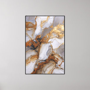 Toile Marbre Gris, Blanc et Doré – Art Abstrait