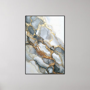 Toile Marbre gris et blanc avec veines dorées – Mur abst