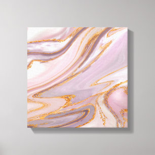 Toile Marbre Rose liquide et or