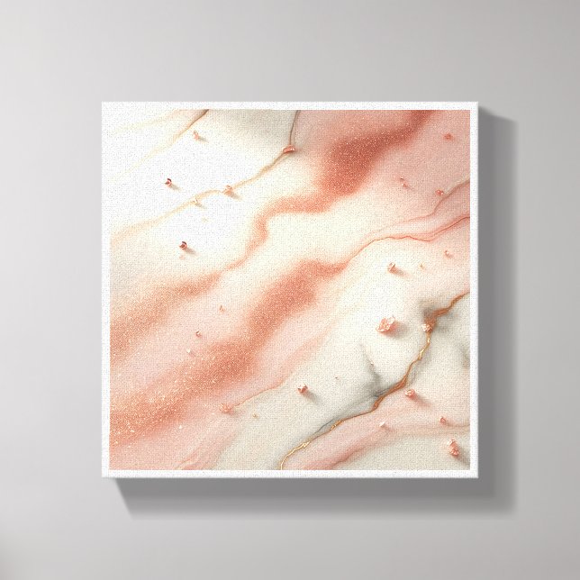 Toile Marbre Rose Quartz Luxe - Rose et Rose Pâle (Recto)