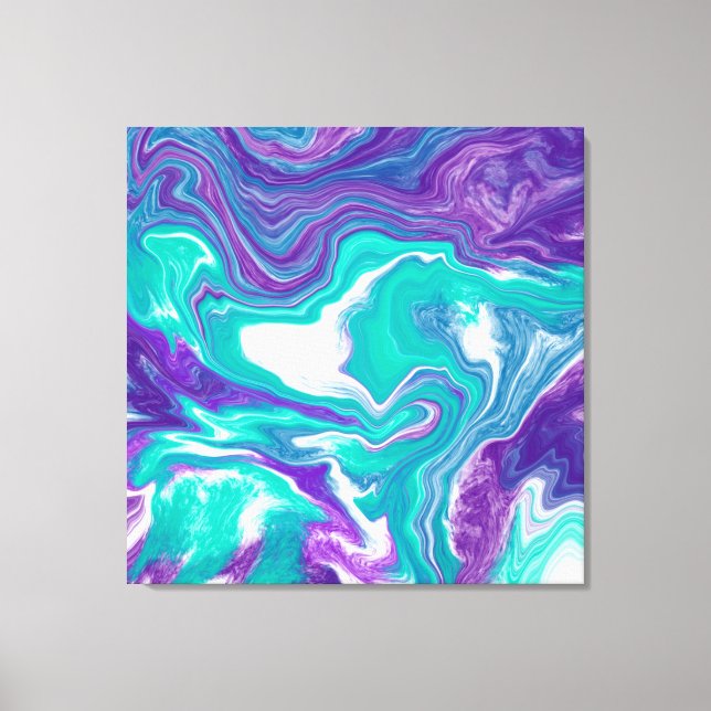 Toile Marbre violet et Turquoise d'art fluides comme Pri (Recto)