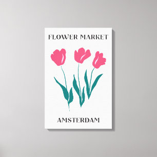 Toile Marché aux Fleurs Amsterdam Tulipes Roses Floral