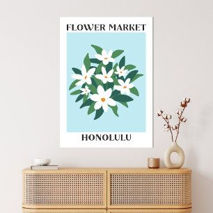 Toile Marché aux fleurs Honolulu blanc Jasmine Floral