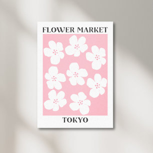 Toile Marché aux fleurs Tokyo rose cerisier fleurs flora