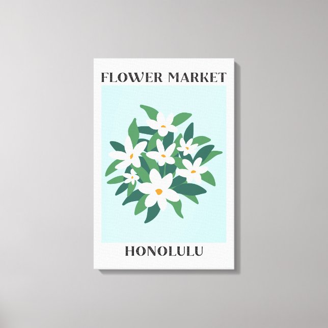 Toile Marché de fleurs Honolulu Jasmine blanc floral (Recto)