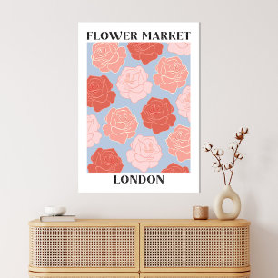 Toile Marché de fleurs Londres Roses Florales Rose Rouge