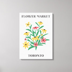 Toile Marché de fleurs Toronto Rose Jaune Daises Floral