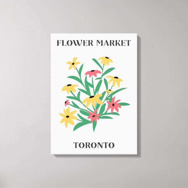 Toile Marché de fleurs Toronto Rose Jaune Daises Floral (Recto)
