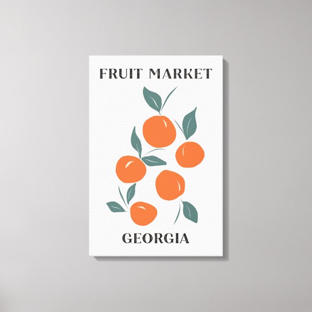 Toile Marché de fruits Géorgie Oranges Pêches Nourriture (Recto)