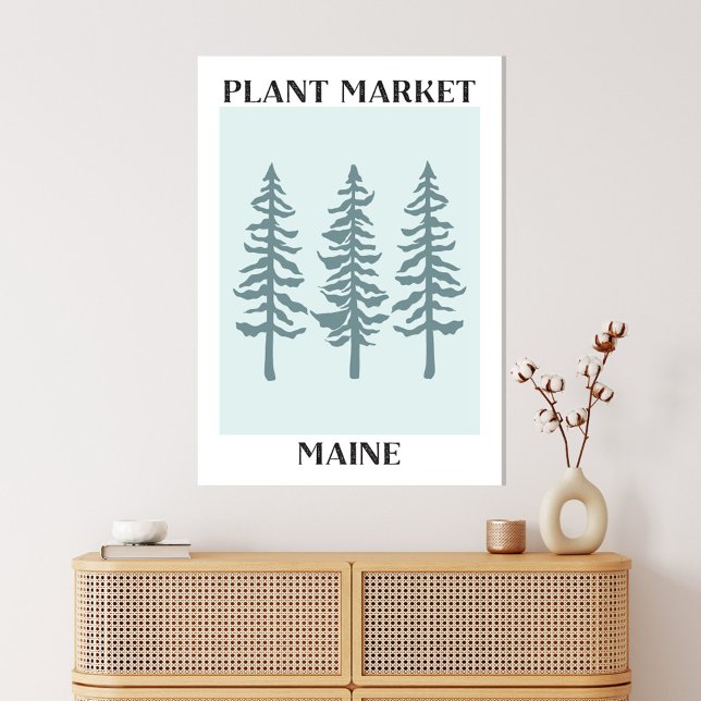 Toile Marché de plantes Maine Green Pine Tree Forest (In situ boho interior)