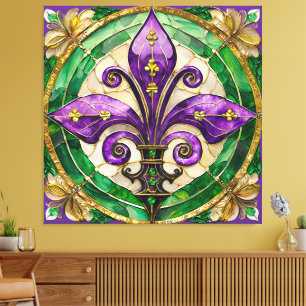 Toile Mardi Gras Vitrail Fleur de lis