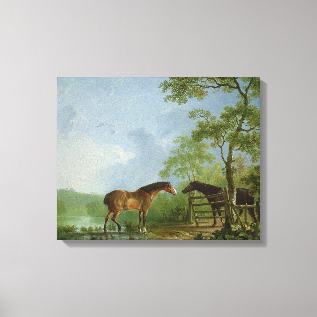 Toile Mare et Stallion dans un paysage (Recto)