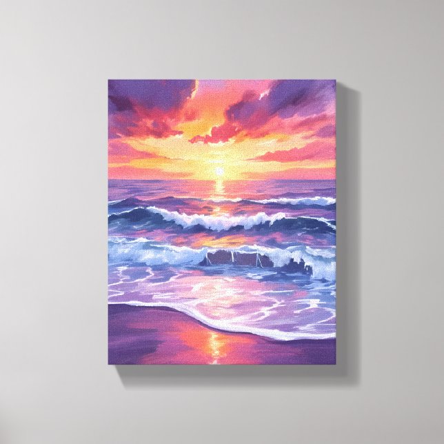 Toile Marée violette | Peinture de vagues océaniques au  (Recto)