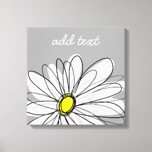 Toile Marguerite tendance grise et jaune