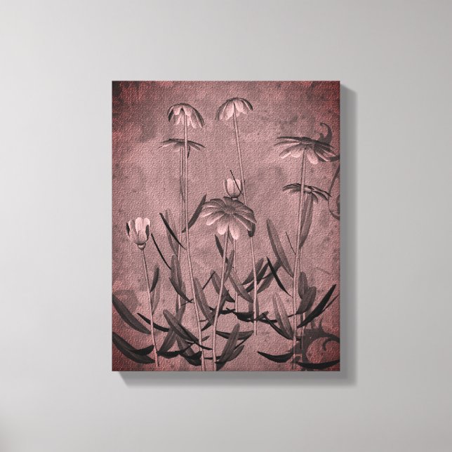 Toile Marguerites encadrées Noir Et Blanc Art Floral (Recto)