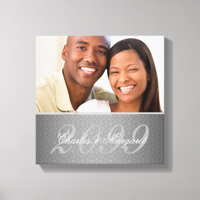 Toile Mariage Anniversaire 12x12 Photo personnalisée (Recto)