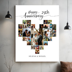 Toile Mariage Anniversaire Moderne Coeur Photo Collage