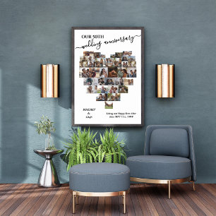 Toile Mariage Anniversaire Script Heart 37 Photo Collage
