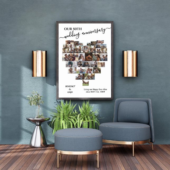 Toile Mariage Anniversaire Script Heart 37 Photo Collage (#ordernow)