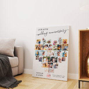 Toile Mariage Anniversaire Script Heart Photo Collage