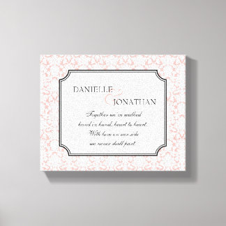 Toile Mariage damassé rose blanc personnalisé art de la