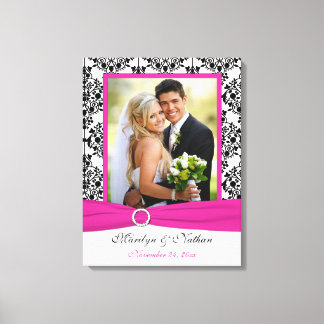 Toile Mariage damassé rose, noire, blanche