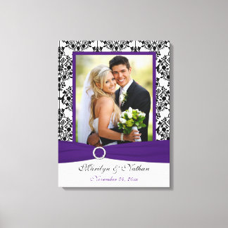 Toile Mariage damassé violet, noire, blanche