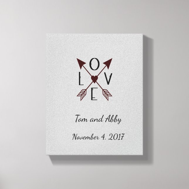 Toile Mariage d'amour personnalisé avec flèches (Recto)