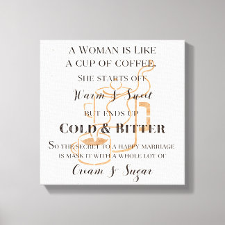 Toile Mariage Drôle Comme Café Retro Grunge Typographie
