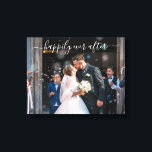 Toile Mariage élégant de photo Après pour toujours<br><div class="desc">Galerie de mariage moderne toile emballée avec un design simple avec "heureux pour toujours" dans un élégant script manuscrit blanc avec des fioritures sur votre photo. Vous pouvez également changer le texte à vos noms. Affichez votre photo de fiançailles préférée à votre réception ou offrez ceci en cadeau à un...</div>