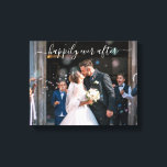 Toile Mariage élégant de photo Après pour toujours<br><div class="desc">Galerie de mariage moderne sur toile avec un design simple comportant "pour toujours heureux" dans un élégant script manuscrit blanc avec fioritures sur votre photo. Vous pouvez également changer le texte en vos noms. Affichez votre photo de fiançailles préférée à votre réception ou offrez ceci en cadeau à un jeune...</div>
