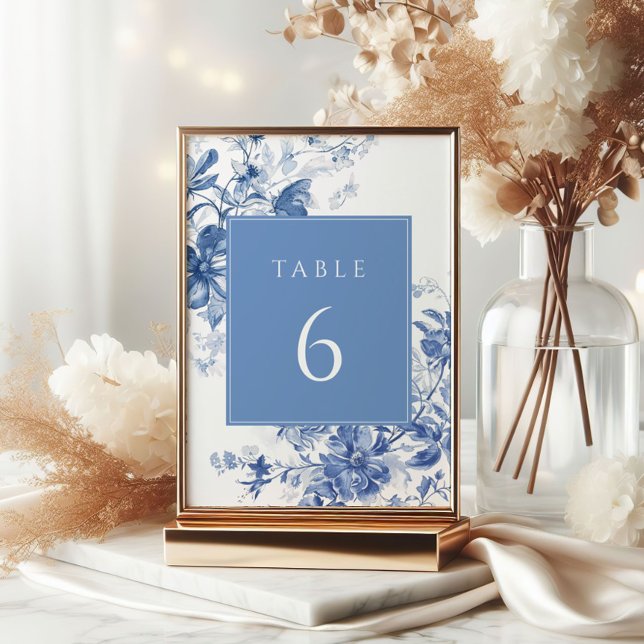 Toile Mariage Floral bleu français Numéro de table (Créateur téléchargé)