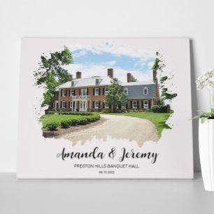 Toile Mariage Lieu Photo Aquarelle Couple Anniversaire