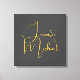 Toile Mariage Moderne Minimaliste Plain Calligraphie Nom